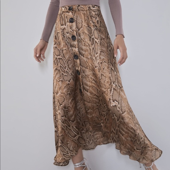 ZARA BNWT Snake Print Midi Skirt - Picture 4 of 8